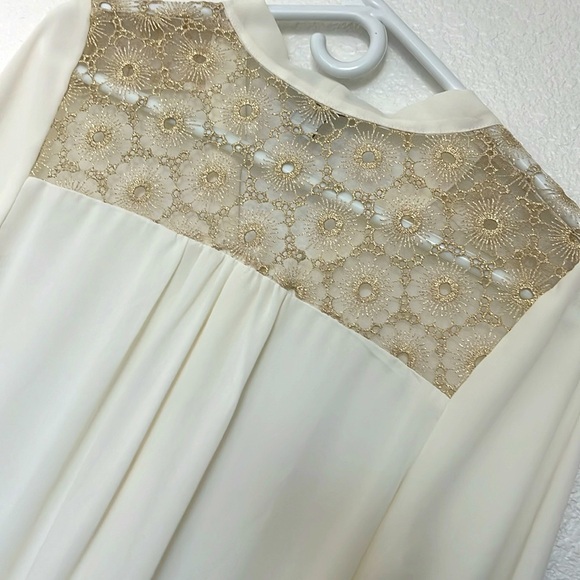 Semi sheer flowy long sleeve blouse with front tie. Forever 21. Small. - Picture 5 of 5